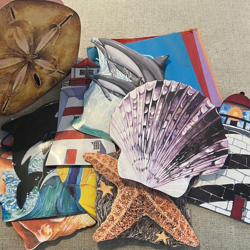 Vintage 1998 ABC Distributing Nautical Sea Life Die Cut Gift Bags & Tissue 10 pc